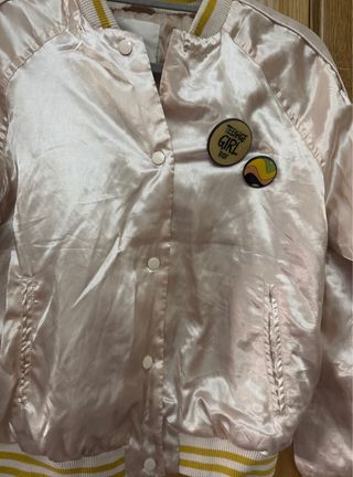 dos Chaqueta bomber satinada rosa y amarilla