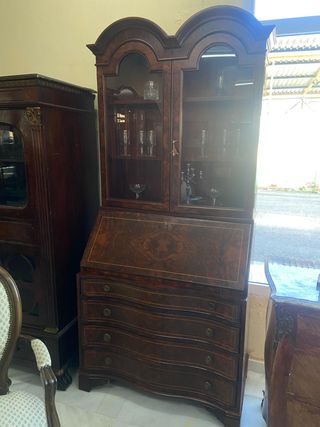 VITRINA MADERA 3 PUERTAS 4 CAJONES ANTÍGUA CLÁSICA