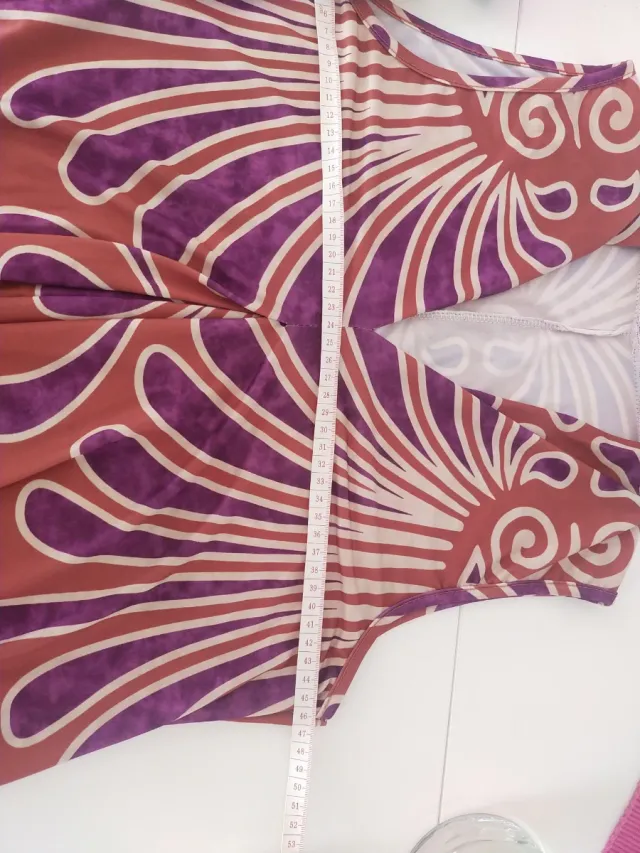 Vestido estampado marrón y morado talla única