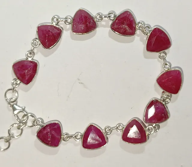 Pulsera Plata y Rubí Natural