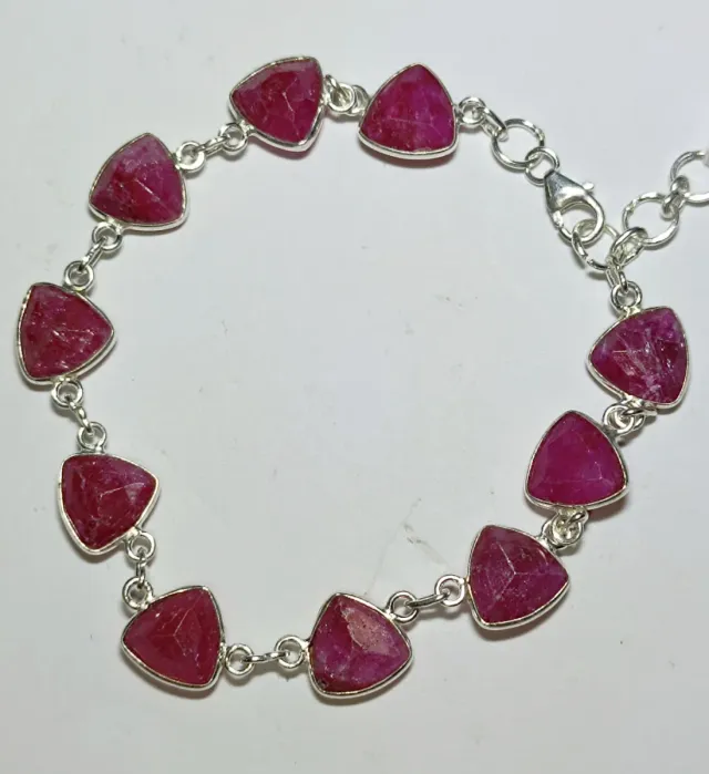 Pulsera Plata y Rubí Natural