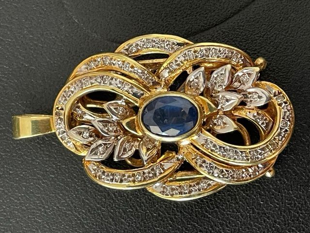 Colgante Oro con Zafiro y Diamantes