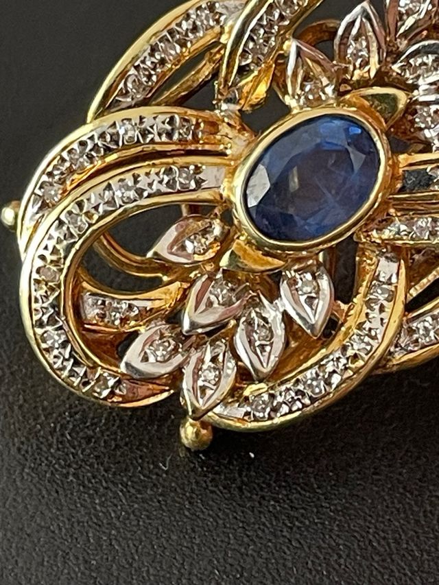 Colgante Oro con Zafiro y Diamantes