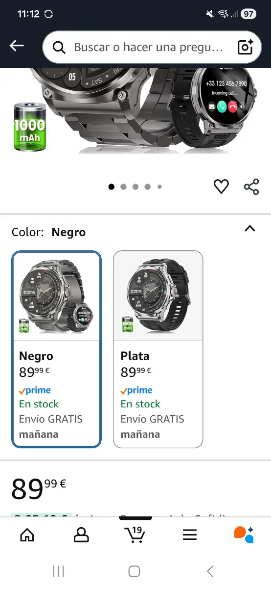 Smartwatch Hombre Nuevo Negro/Gris