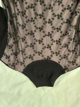 Maglione donna collo alto pizzo nero rosa