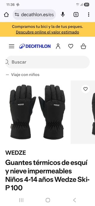 Guantes nieve Niña/o Negro