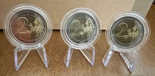 Set 3 Monete 2 Euro Italia FDC Colorate