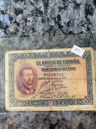 Billetes España 10, 25, 5, 100 Pesetas