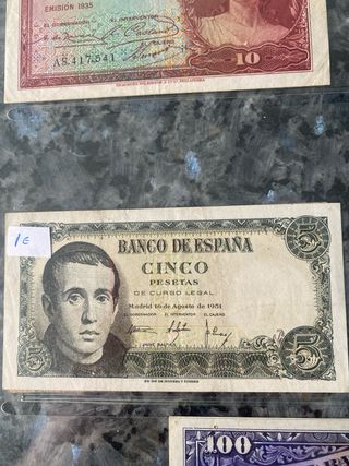 Billetes España 10, 25, 5, 100 Pesetas