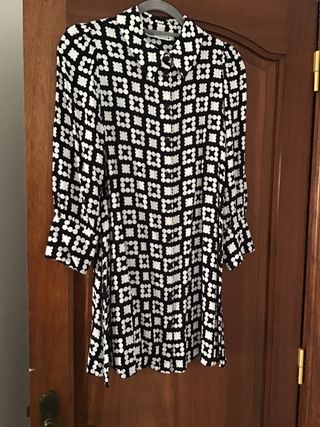 Vestido ZARA T38 Blanco y Negro