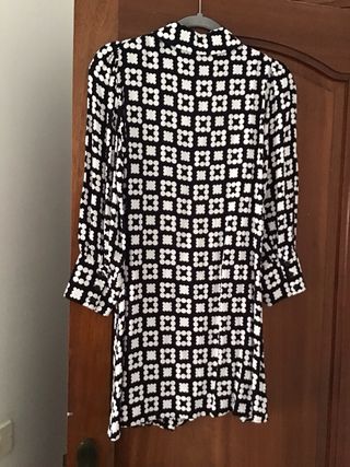 Vestido ZARA T38 Blanco y Negro
