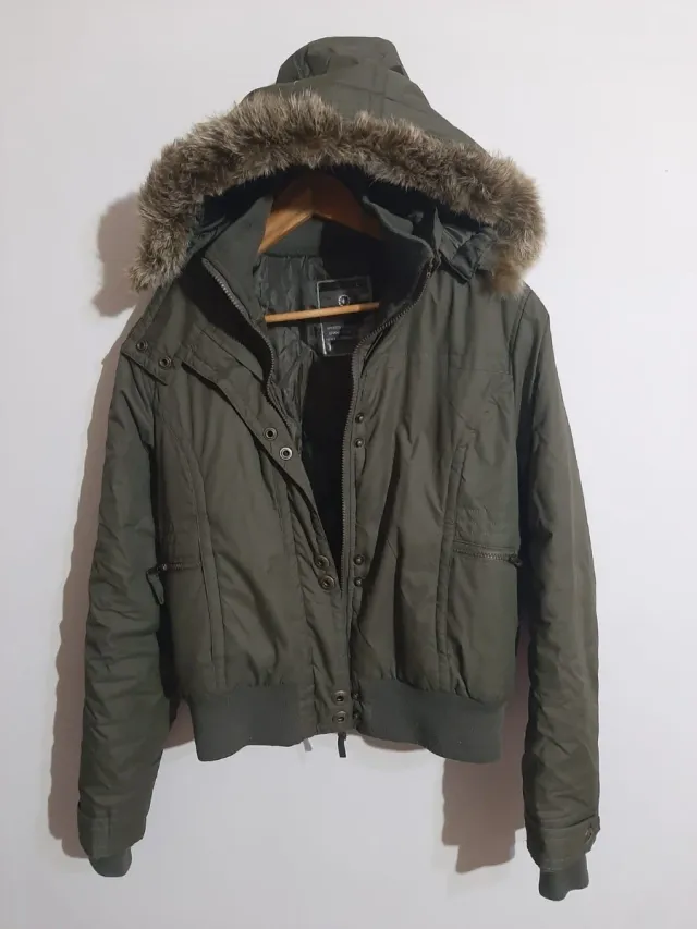 Giubbino donna L con cappuccio e pelliccia