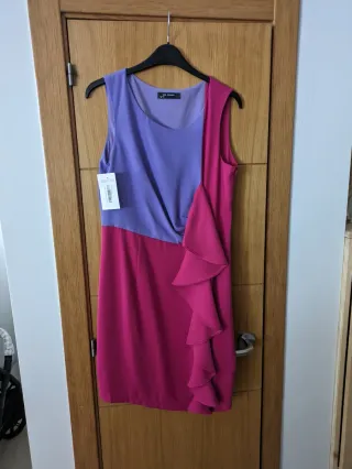 Vestido rosa y morado