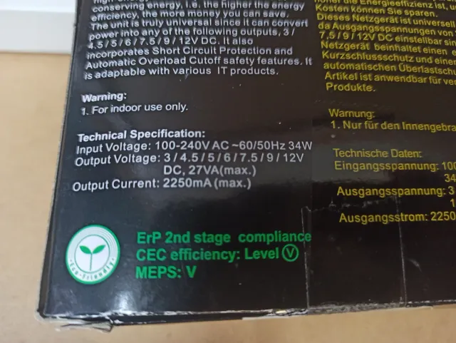 Adaptador de Corriente regulable 3-12V homologado