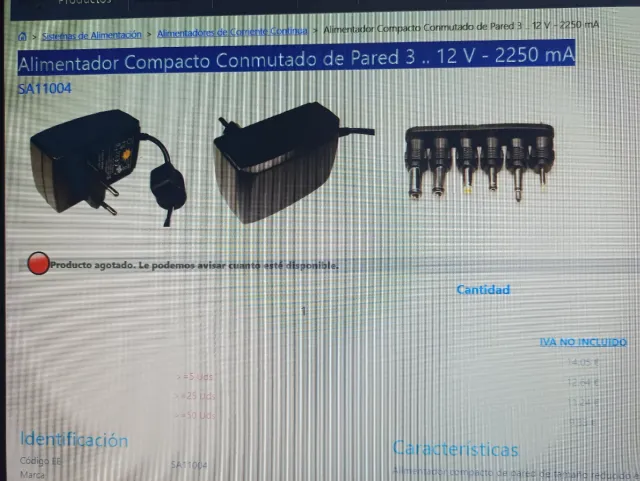 Adaptador de Corriente regulable 3-12V homologado