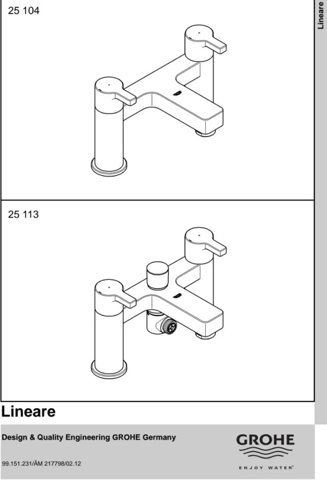 Grifo Bañera Ducha 2 Mandos Cromo 25 113 000