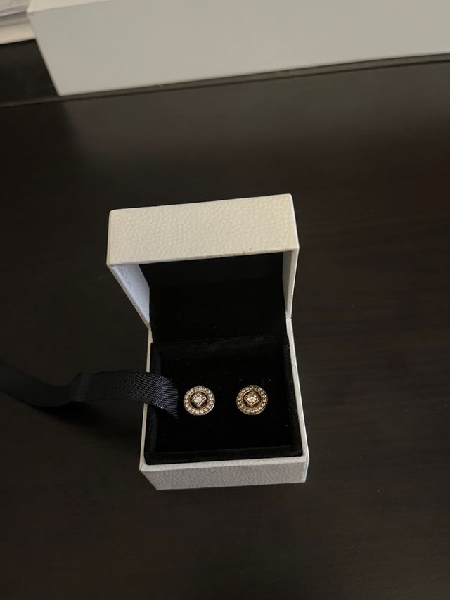 Pendientes Pandora Rosados Dorados