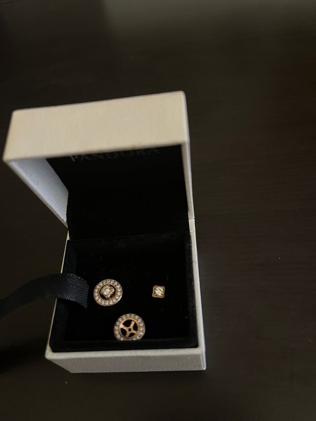 Pendientes Pandora Rosados Dorados