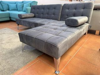 Sofá Cama Terciopelo Gris