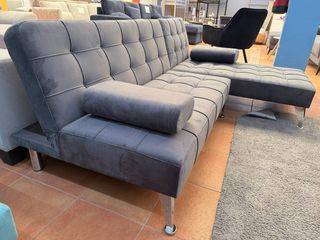 Sofá Cama Terciopelo Gris