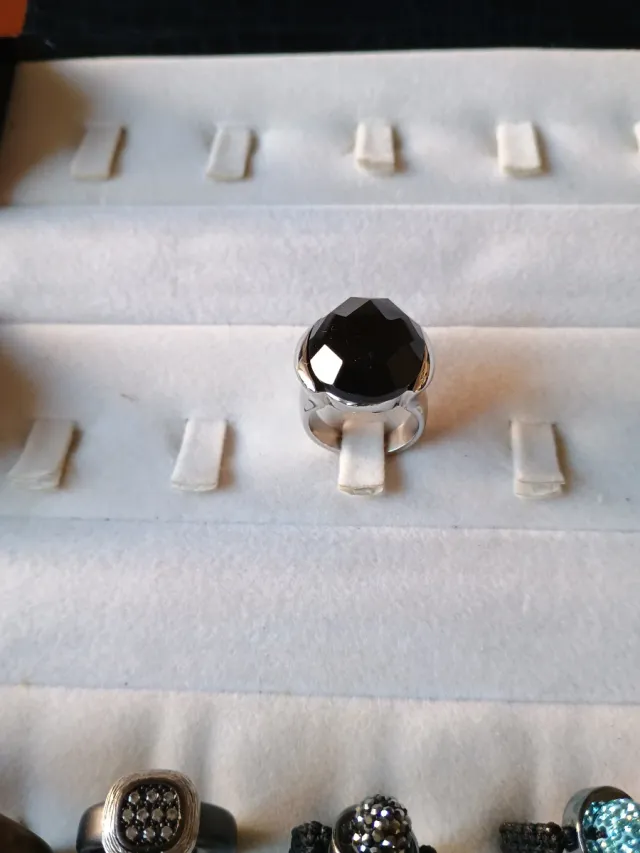 Sortija Acero y Piedra Onix Negra