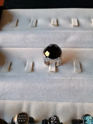 Sortija Acero y Piedra Onix Negra