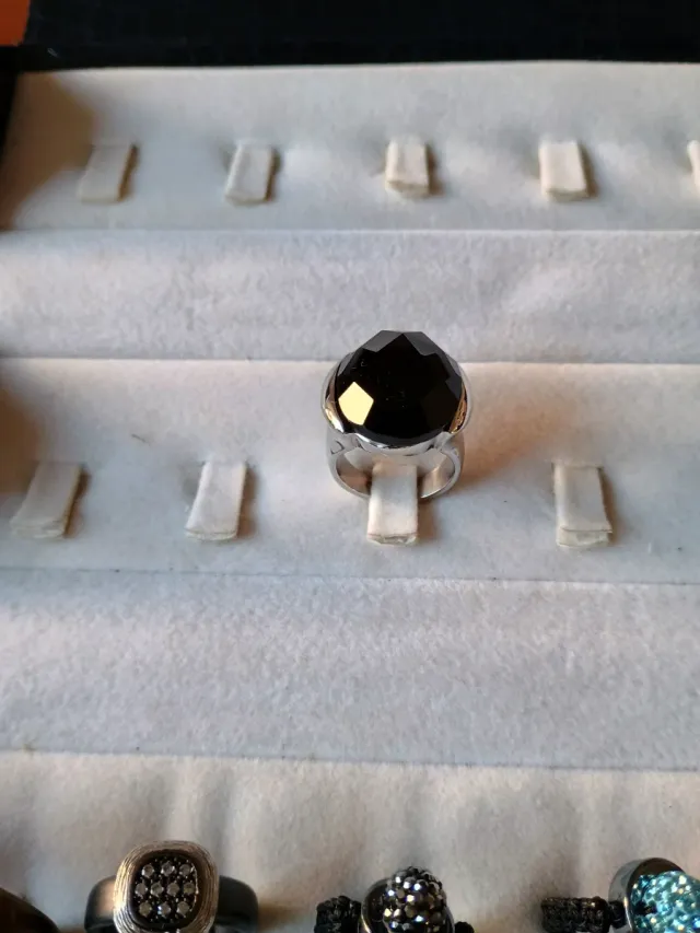 Sortija Acero y Piedra Onix Negra