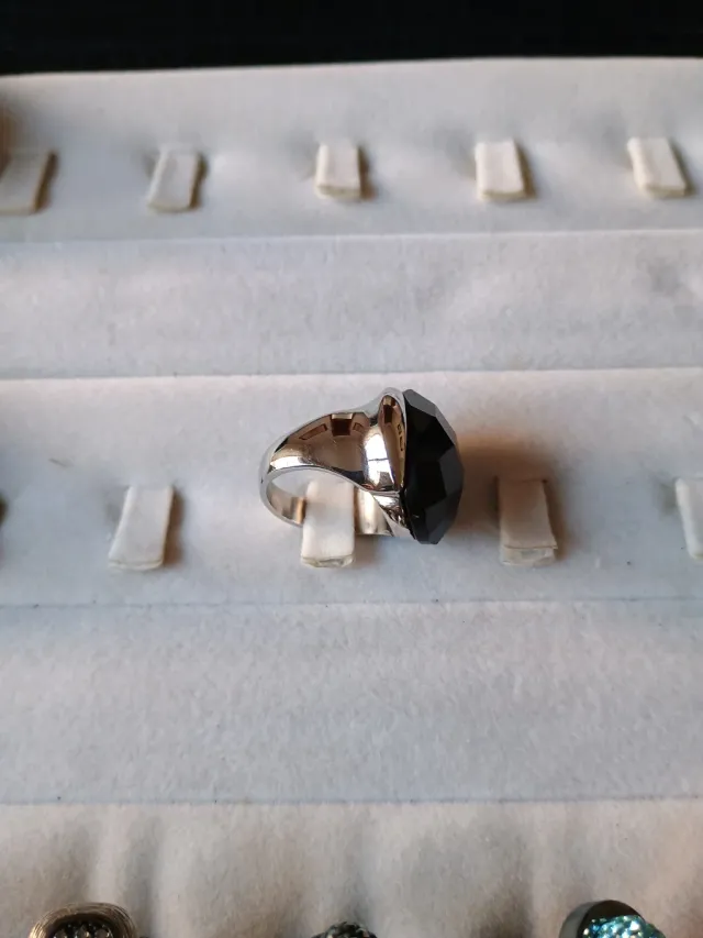 Sortija Acero y Piedra Onix Negra