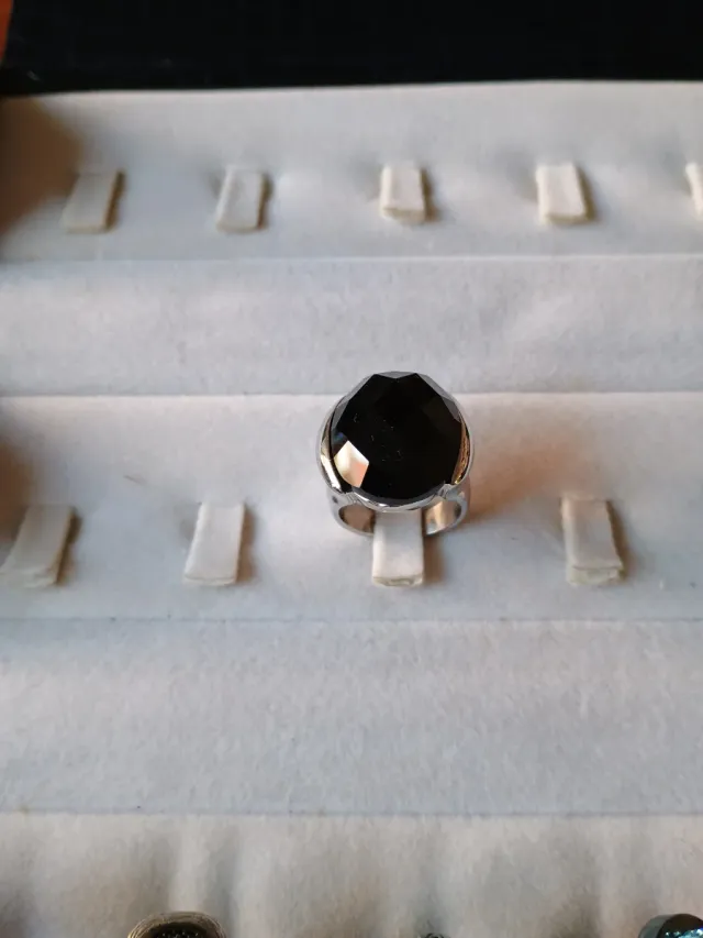 Sortija Acero y Piedra Onix Negra