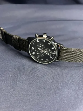 Orologio Geneva Quarzo Tela Nero Argento