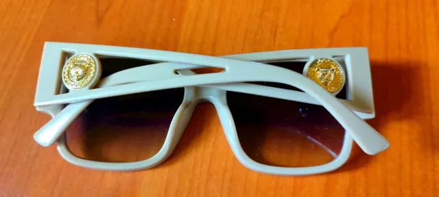 Gafas de sol retro patilla ancha beige y doradas