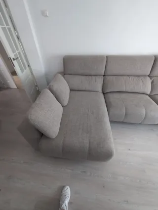 Sofá chaise longue beige tela antimanchas