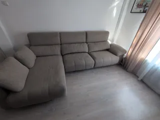 Sofá chaise longue beige tela antimanchas