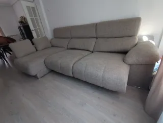 Sofá chaise longue beige tela antimanchas