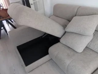 Sofá chaise longue beige tela antimanchas