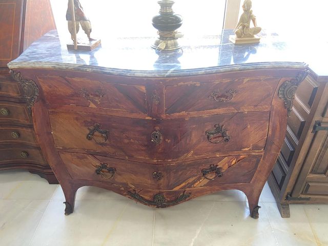 CÓMODA 3 CAJONES MÁRMOL/MADERA