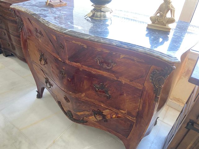 CÓMODA 3 CAJONES MÁRMOL/MADERA