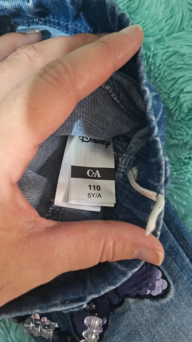 Pantalón vaquero niña con lazos lentejuelas