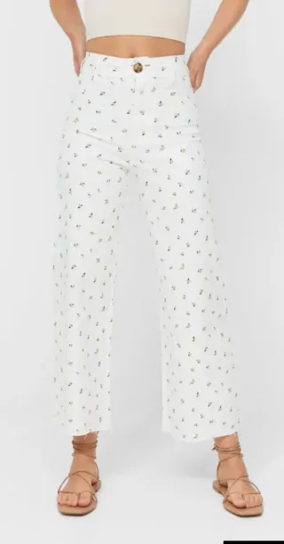 Pantalón blanco estampado floral