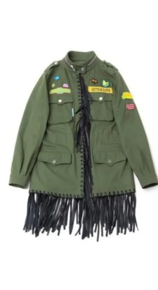 Parka GUTS AND LOVE verde con flecos