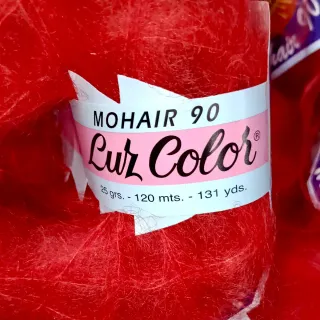 Lote 20 ovillos lana Mohair rojo