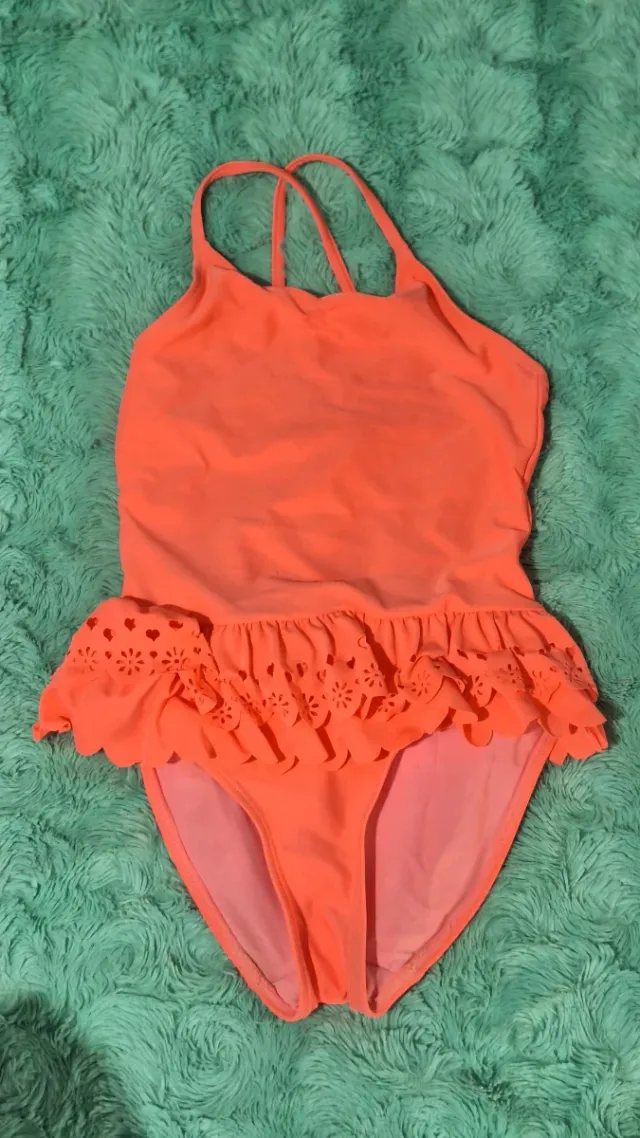 Bañador infantil naranja con volantes 4/6 años