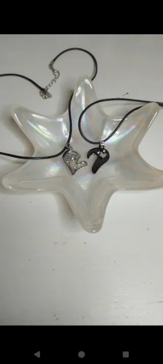 2 collane a cuore con scritta in acciaio