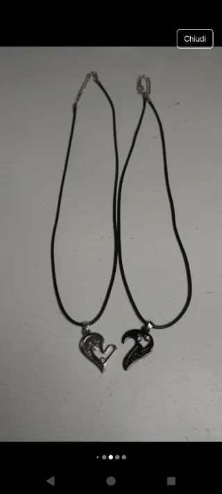 2 collane a cuore con scritta in acciaio