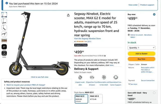 Segway Ninebot MAX G2 E Patinete Eléctrico