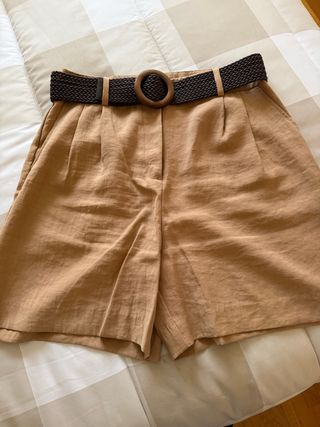 Bermudas Zara Talla M Cinturón Madera