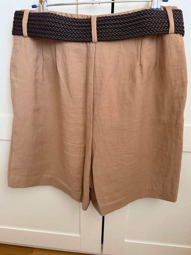 Bermudas Zara Talla M Cinturón Madera