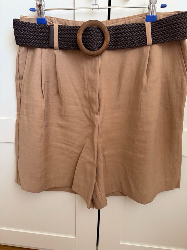 Bermudas Zara Talla M Cinturón Madera