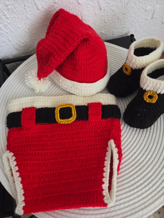 Conjunto Papá Noel bebé crochet