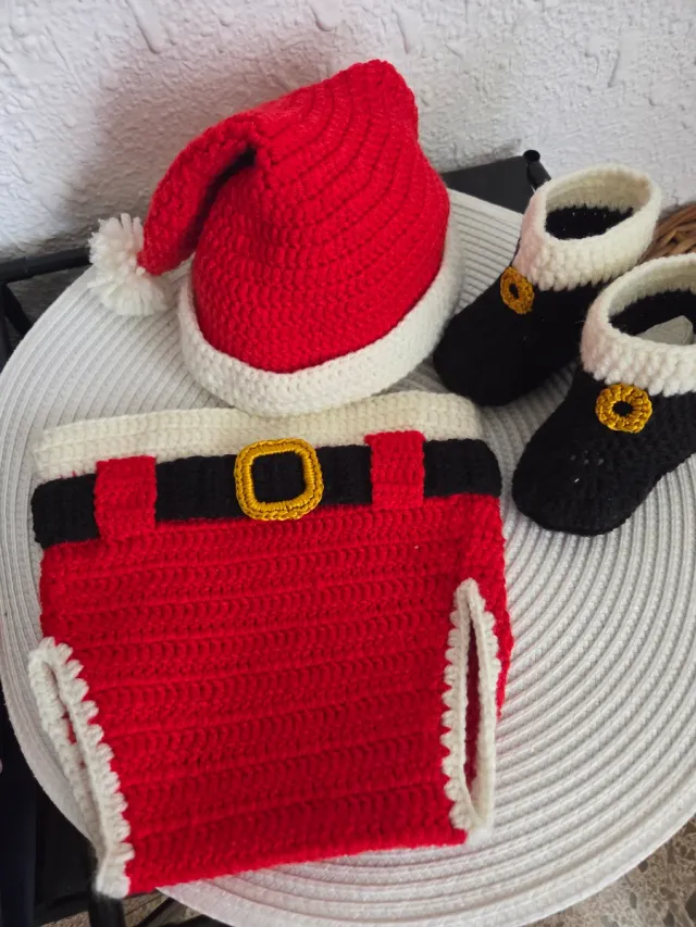 Conjunto Papá Noel bebé crochet